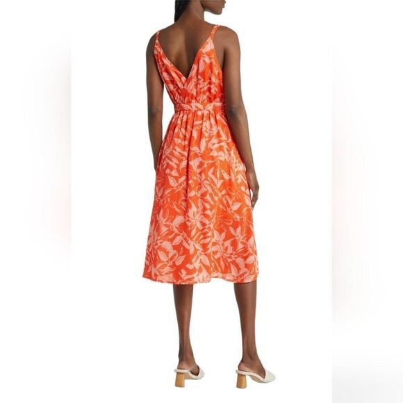 Chelsea28 Floral Wrap Bodice Dress in Orange-Peach NWOT - Picture 3 of 8